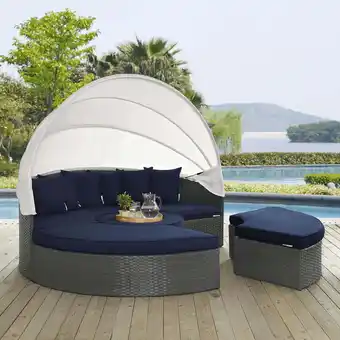 Walmart Modway Sojourn Aluminum Rattan Fabric Patio Daybed in Canvas/Navy offer