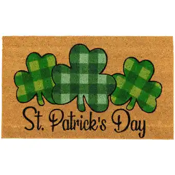 Walmart Northlight Natural Coir Plaid St. Patrick's Day Shamrocks Outdoor Doormat 18 x 30 offer