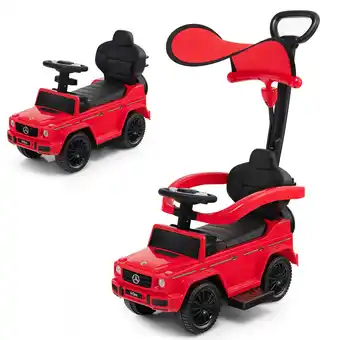 Walmart Infans 3 in 1 Ride on Push Car Mercedes Benz G350 Stroller Sliding Car w/ Canopy Red offer