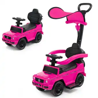 Walmart Infans 3 in 1 Ride on Push Car Mercedes Benz G350 Stroller Sliding Car w/ Canopy Pink offer