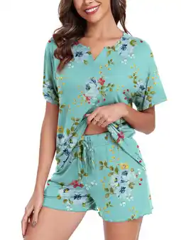 Walmart DreamFish Womens Pajama Sets 2 Piece Summer Ladies Short Sleeve Lounge Sleepwear with Pockets PJ Set offer