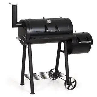 Walmart Alpha Joy Steel BBQ Charcoal Grill with Offset Smoker in Black offer