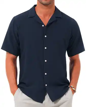 Walmart Alimens & Gentle Short Sleeve Seersucker Shirts for Men Casual Button Down Shirt offer