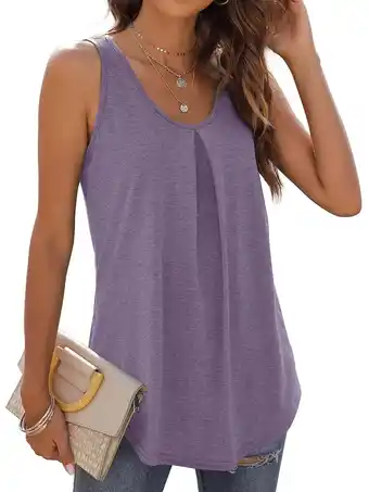 Walmart MOSHU Summer Tank Tops for Women V-neck Sleeveless Shirts Pleated Front Tops offer