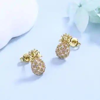 Walmart Pineapple Stud Earrings with Swarovski Crystals in 18K Gold offer