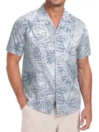 Walmart GIRUNS Men's Hawaiian Beach Short Sleeve Button Up Shirt Tropical Cuban Collar Casual Shirt offer