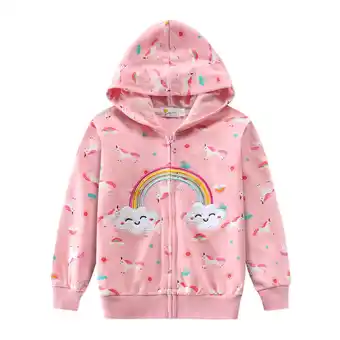 Walmart POPTEM Toddler Sweatshirt Girls Zip-up Hoodie Outwear Unicorn Jacket Pink Clothes 5T offer