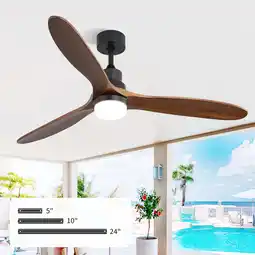 Walmart Sofucor 60 Ceiling Fan with Lights and Remote , 3 Solid Wood Blades& Reverse Airflow offer