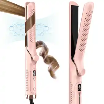 Walmart RACCOMB 2 in 1 Curling Iron, 360° Airflow Styler, Ionic Ceramic Hair Wand, Dual Voltage, Pink offer