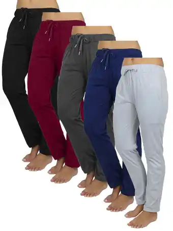 Walmart Women's 5-Pack Loose Fit Classic Lounge Pants (Sizes, S-3XL) offer