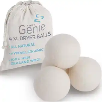 Walmart Dryer Balls, Wool Ball Reusable for Over 400 Loads, 4 Pack, Natural Fabric Softener by Home Genie offer