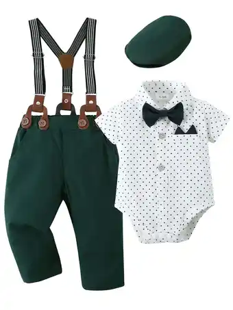 Walmart CARETOO Baby Boy Clothes Suit 0-24M Infant Newborn Gentleman Outfit Dress Shirt Bowtie Pants Hat Set offer