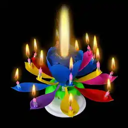 Walmart Goyunwell 2pcs Birthday Candles Flower Lotus Music Rotatable 2 Layers Candles Colorful offer