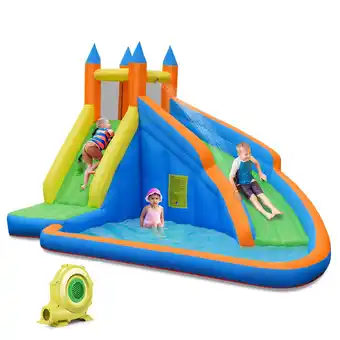 Walmart Goplus Inflatable Water Slide Mighty Bounce House Castle Moonwalk Splash Pool with 950W Blower offer