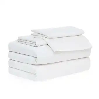 Walmart Allswell 6-Piece 300 Thread Count White Cotton Lyocell Blend Bed Sheet Set, Queen offer