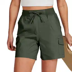 Walmart CALAFEBILA Womens Cargo Shorts Plus Size Drawstring Casual Women's Plus Size Shorts with Pockets offer