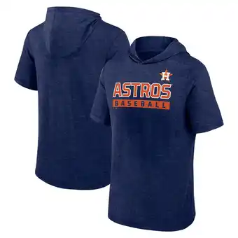 Walmart Men's Fanatics Heather Navy Houston Astros Push Short Sleeve Pullover Hoodie offer