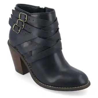 Walmart Journee Womens Strap Inside Zip Stacked Heel Booties offer