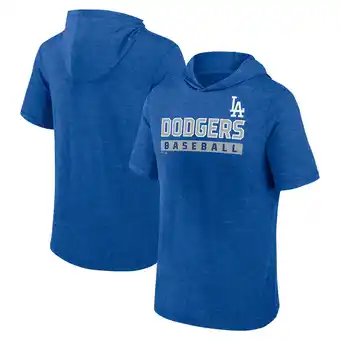 Walmart Men's Fanatics Heather Royal Los Angeles Dodgers Push Short Sleeve Pullover Hoodie offer