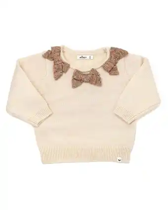 Walmart oh baby! girls Scandi Bow Wool-Blend Sweater, 12-18 offer