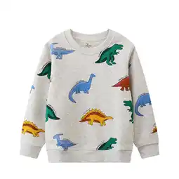 Walmart Kids Sweatshirts Long Sleeve Kids Fleece Dinosaurs Cartoon Hooded Sweater Cute Toddler Hoodie Beige offer