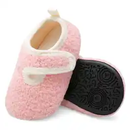 Walmart L-RUN Fuzzy Kids Slippers House Shoes for Baby Boys Girls Pink 3.5-4.5 Infant offer