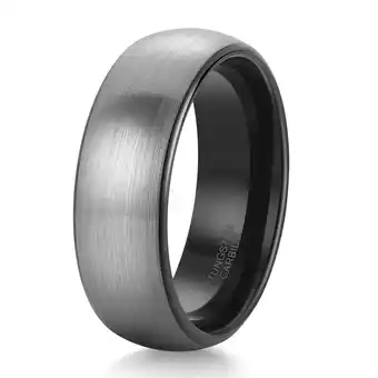 Walmart Jewmon Tungsten Rings for Men Engagement Wedding Band Black Brushed Comform Fit Men's Ring 8mm offer