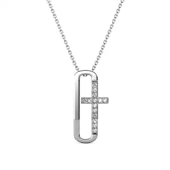 Walmart Cate & Chloe Lona 18k White Gold Plated Silver Cross Necklace with Swarovski Crystals for Women offer