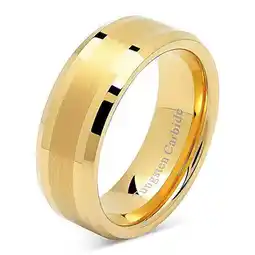 Walmart 8mm Men's Tungsten Carbide Ring Wedding Band 14k Gold Plated Jewelry Bridal Size 8-16 (Tungsten, 8) offer