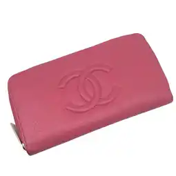 Walmart Pre-Owned CHANEL Chanel Round Pink Coco Mark CC Logo Champagne Gold Zippy Wallet Long... (Good) offer