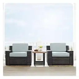 Walmart Beaufort 3 Piece Outdoor Wicker Seating Set With Mist Cushion offer