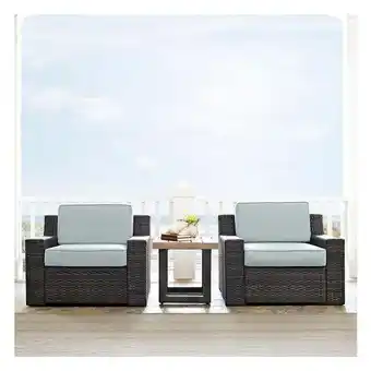 Walmart Beaufort 3 Piece Outdoor Wicker Seating Set With Mist Cushion offer