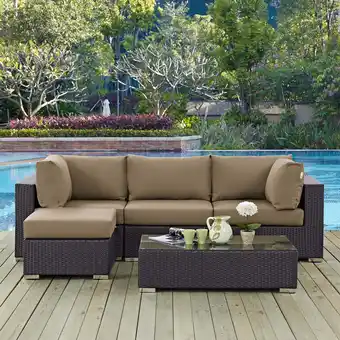 Walmart Modway Convene 5 Piece Outdoor Patio Sectional Set in Espresso Mocha offer