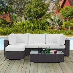 Walmart Modway Convene 5 Piece Outdoor Patio Sectional Set in Espresso White offer