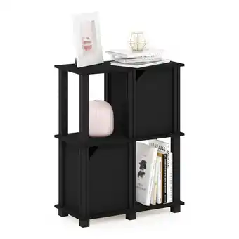 Walmart Furinno Brahms 3-Tier Storage Shelf with 2 Doors, Black Oak/Black offer