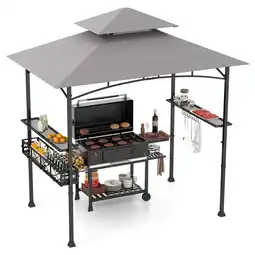 Walmart Gymax 8 x 5 FT BBQ Grill Gazebo w/ 2 Side Shelves Storage Basket Hanging Hooks Outdoor offer