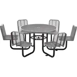 Walmart Global Industrial 46 Round Picnic Table w/ 6 Seats, Expanded Metal, Gray offer