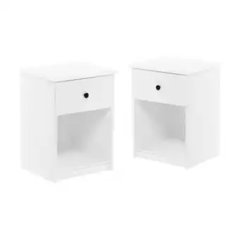 Walmart Furinno Lucca Nightstand with One Drawer, Set of 2, White offer