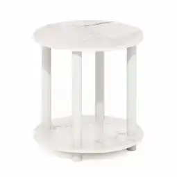 Walmart Furinno Turn-N-Tube 2-Tier Round Wooden End Table, Marble White offer