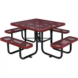 Walmart Global Industrial 46 Square Expanded Metal Picnic Table, Red offer