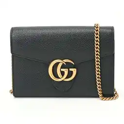 Walmart Pre-Owned GUCCI GG Marmont Chain Wallet Shoulder Bag 779777 401232 Leather Black... (Good) offer