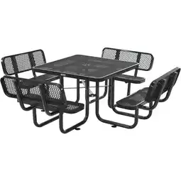 Walmart Global Industrial 46 Square Picnic Table with Backrests, Expanded Metal, Black offer