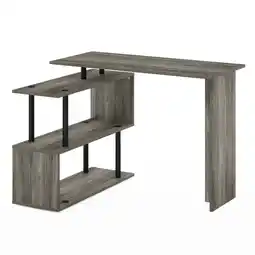 Walmart Furinno Moore L-Shape Computer Desk with 3-Tier Shelves, French Oak/Black offer