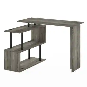 Walmart Furinno Moore L-Shape Computer Desk with 3-Tier Shelves, French Oak/Black offer