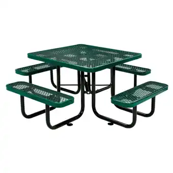 Walmart Global Industrial 46 Expanded Metal Square Picnic Table, Green offer