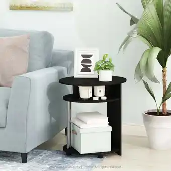 Walmart Furinno JAYA Simple Design Oval End Table, Americano, Stainless Steel Tubes offer