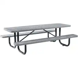 Walmart Global Industrial 277153GY 8 ft. Rectangular Outdoor Steel & Expanded Metal Picnic Table, Gray offer