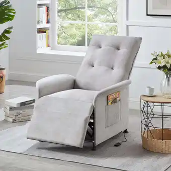 Walmart Muumblus Linen Push Back Theater Recliner Chair with Footrest, Light Gray offer