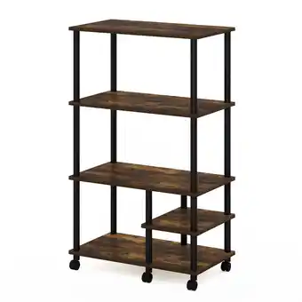 Walmart Furinno Turn-N-Tube 4-Tier Toolless Kitchen Storage Shelf Cart, Amber Pine/Black offer