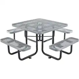 Walmart Global Industrial 46 Expanded Metal Square Picnic Table, Gray offer